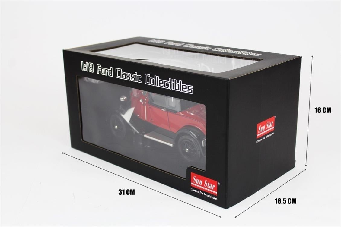 Sunstar 6137 1/18 Ölçek, 1931 Ford Model A, Coupe, Kırmızı-Mavi, Sergilemeye Hazır Metal Araba Modeli