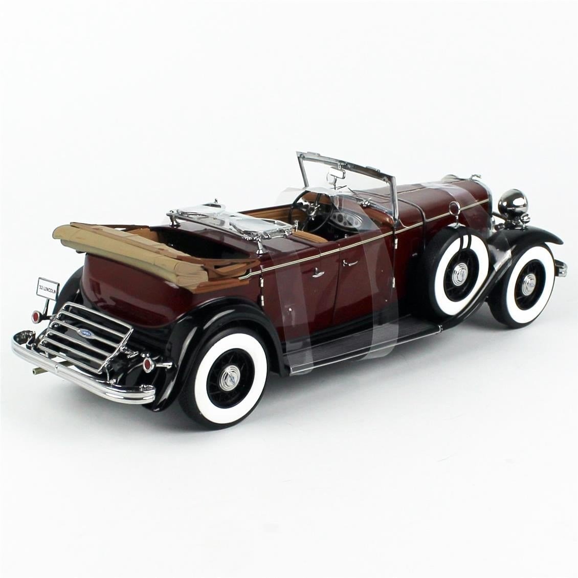 Sunstar 6167 1/18 Ölçek, 1932 Ford Lincoln KB Top Down,  Maron, Sergilemeye Hazır Metal Araba Modeli