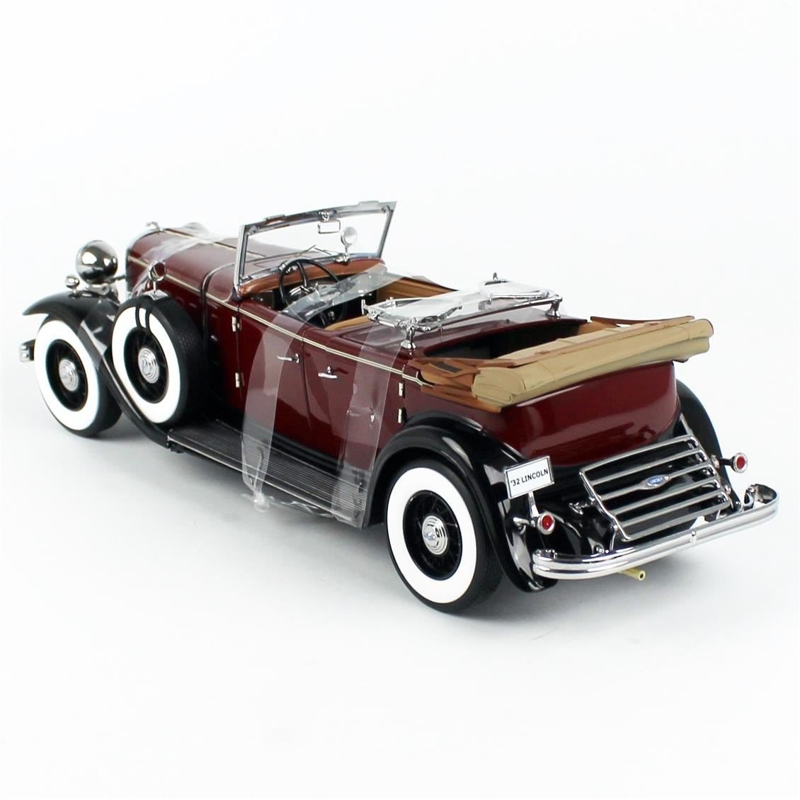 Sunstar 6167 1/18 Ölçek, 1932 Ford Lincoln KB Top Down,  Maron, Sergilemeye Hazır Metal Araba Modeli