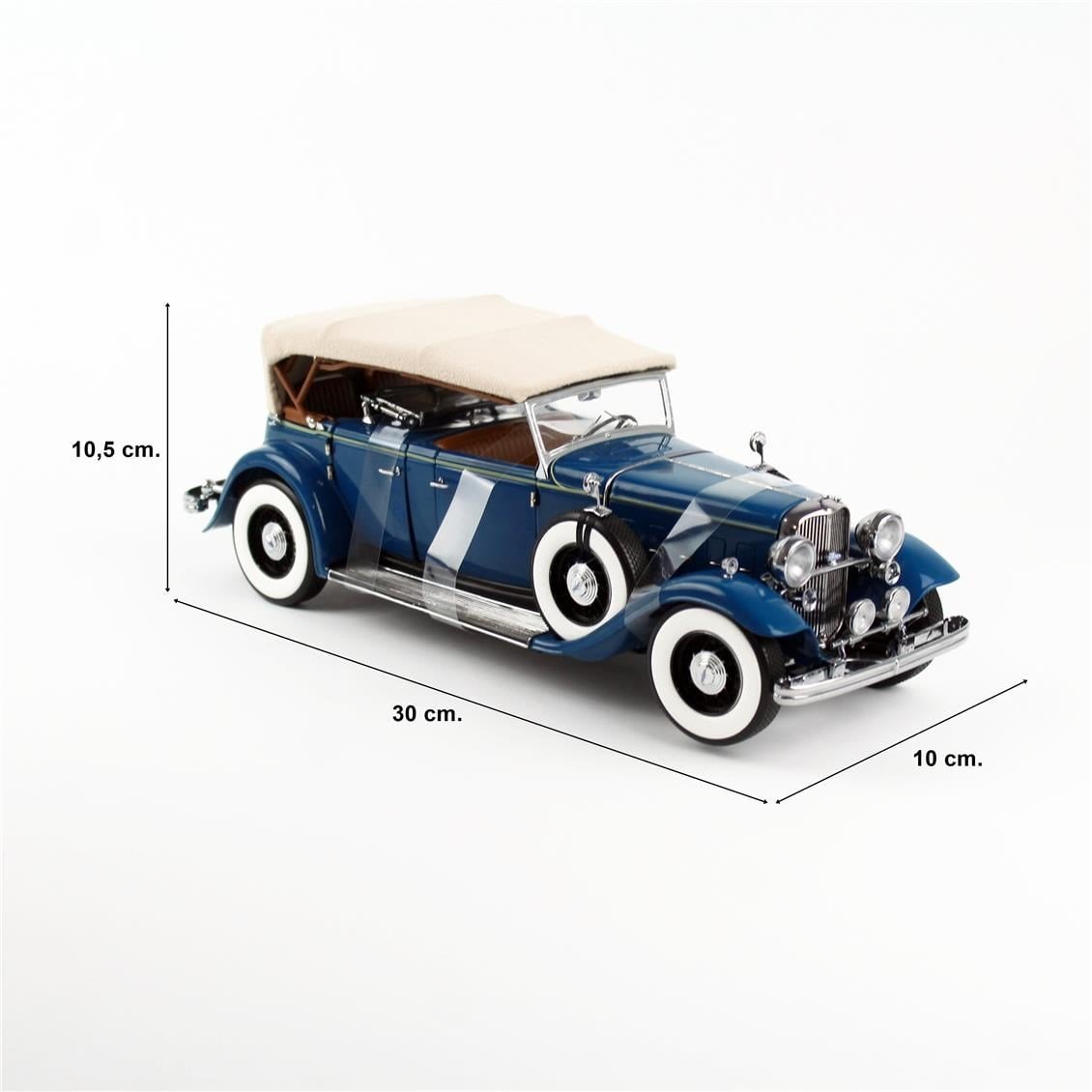 Sunstar 6169 1/18 Ölçek, 1932 Ford Lincoln KB Top Up, Dido Mavi, Sergilemeye Hazır Metal Araba Modeli