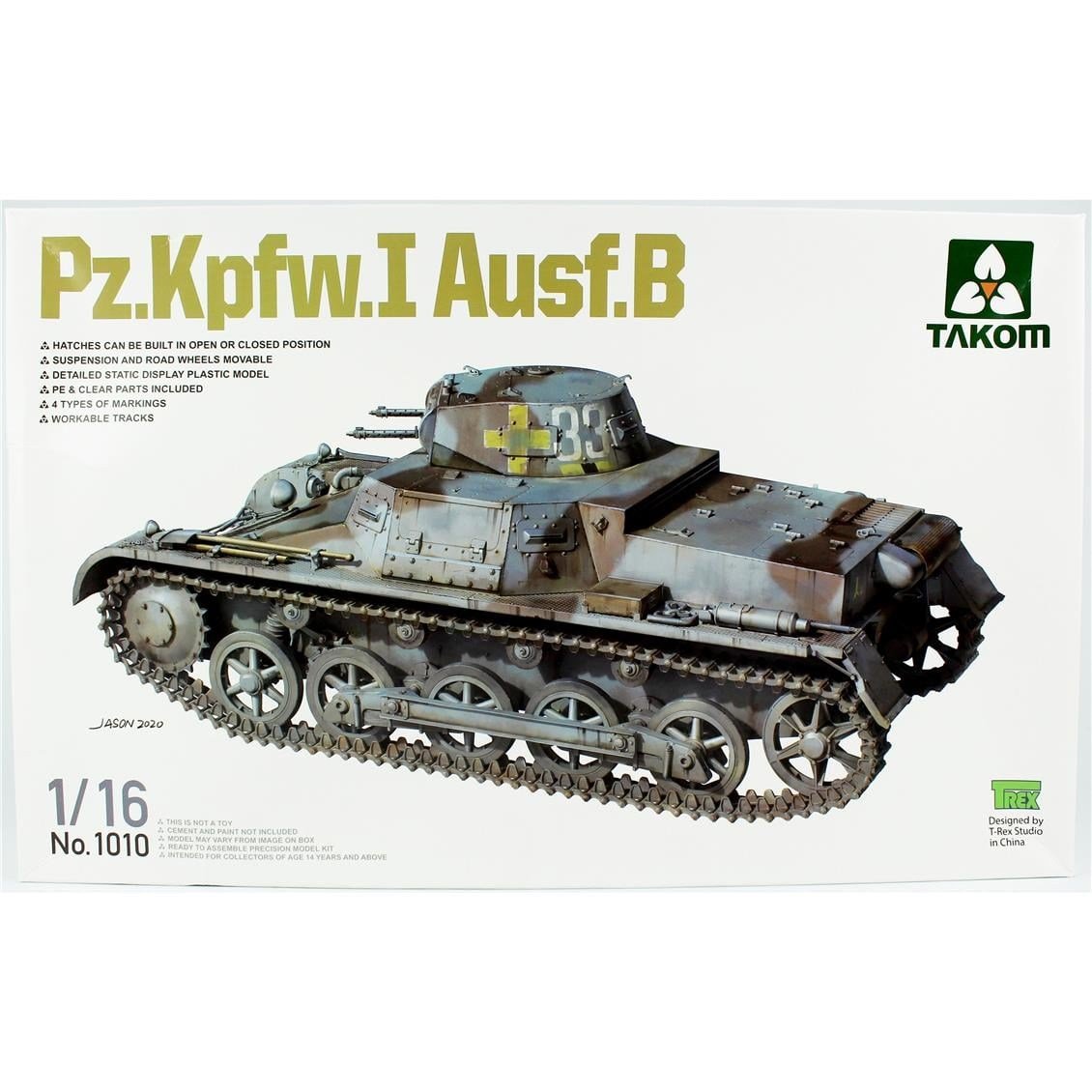 Takom 1010 1/16 Ölçek, Alman Hafif Tankı Panzer-I (Versiyon B), Plastik Model kiti