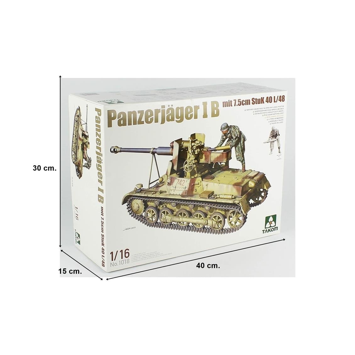 Takom 1018 1/16 Ölçek, Alman Tank Avcısı ve 7.5cm Stuk 40 L/48 Topu, Plastik Model Kiti