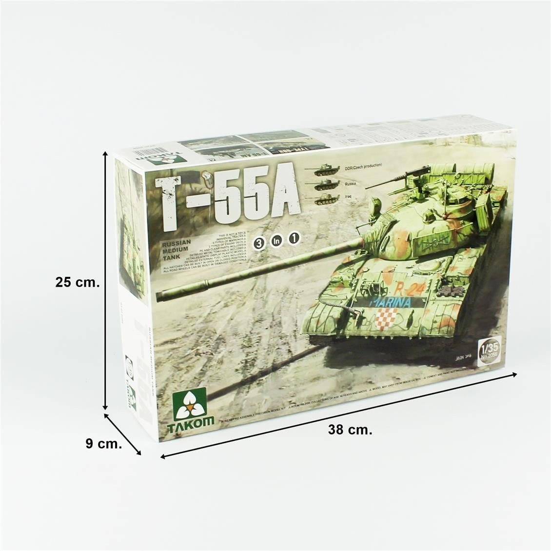 Takom 2056 1/35 Ölçek, Rus Orta Sınıf Tankı, T-55 A (3 in 1), Plastik Model kiti