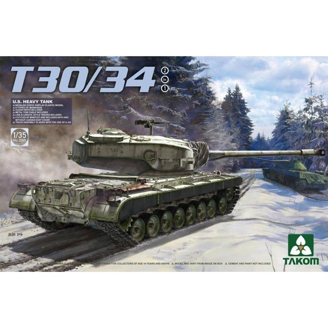 Takom 2065 1/35 Ölçek, U.S. Ağır Tankı, T30/34 (2 in 1), Plastik Model kiti