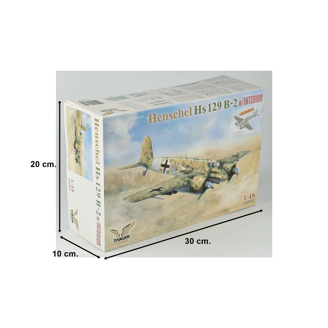 Takom 48001 1/48 Ölçek, Henschel Hs 129 B-2 (İç Detaylı) ve Şeffaf Parçalar, Savaş Uçağı Plastik Model Kiti