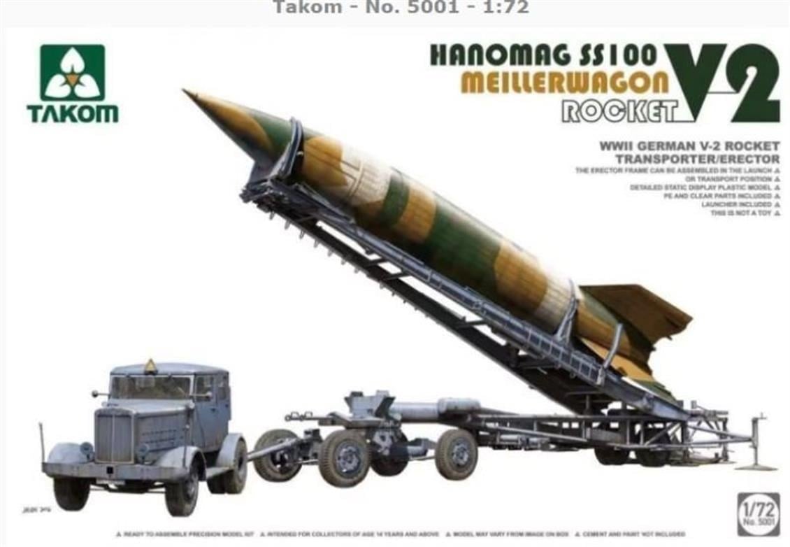 Takom 5001 1/72 Ölçek, Alman V-2 Roketi ve Hanomag SS100 Taşıyıcı, Plastik Model kiti