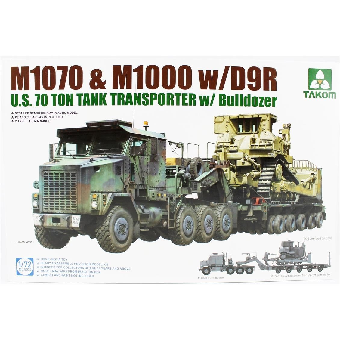 Takom 5002 1/72 Ölçek, Amerikan D9R Dozeri ve M1070 Taşıyıcı, Plastik Model kiti