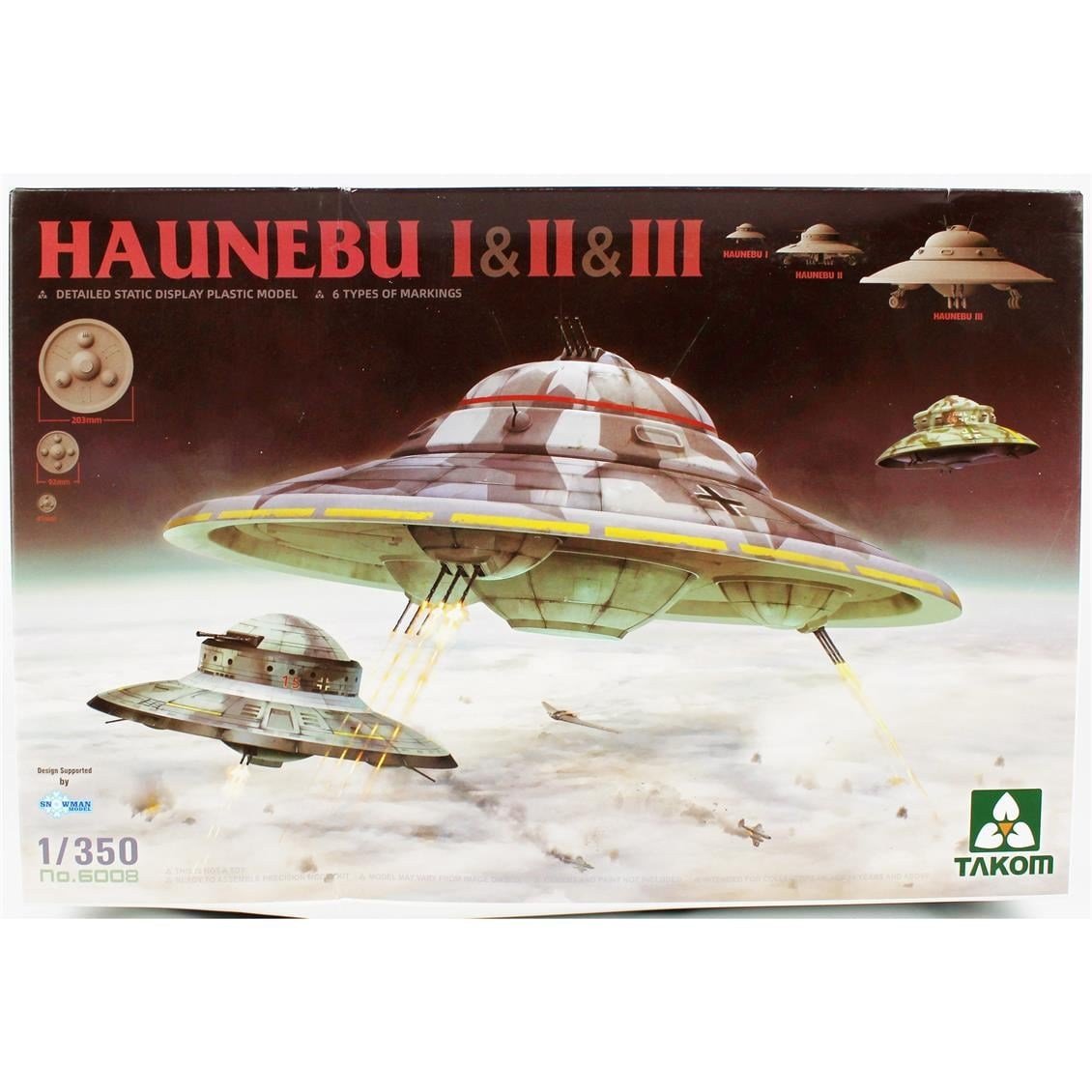 Takom 6008 1/350 Ölçek, Uçandaireler, HAUNEBU I & II & III, Plastik Model kiti