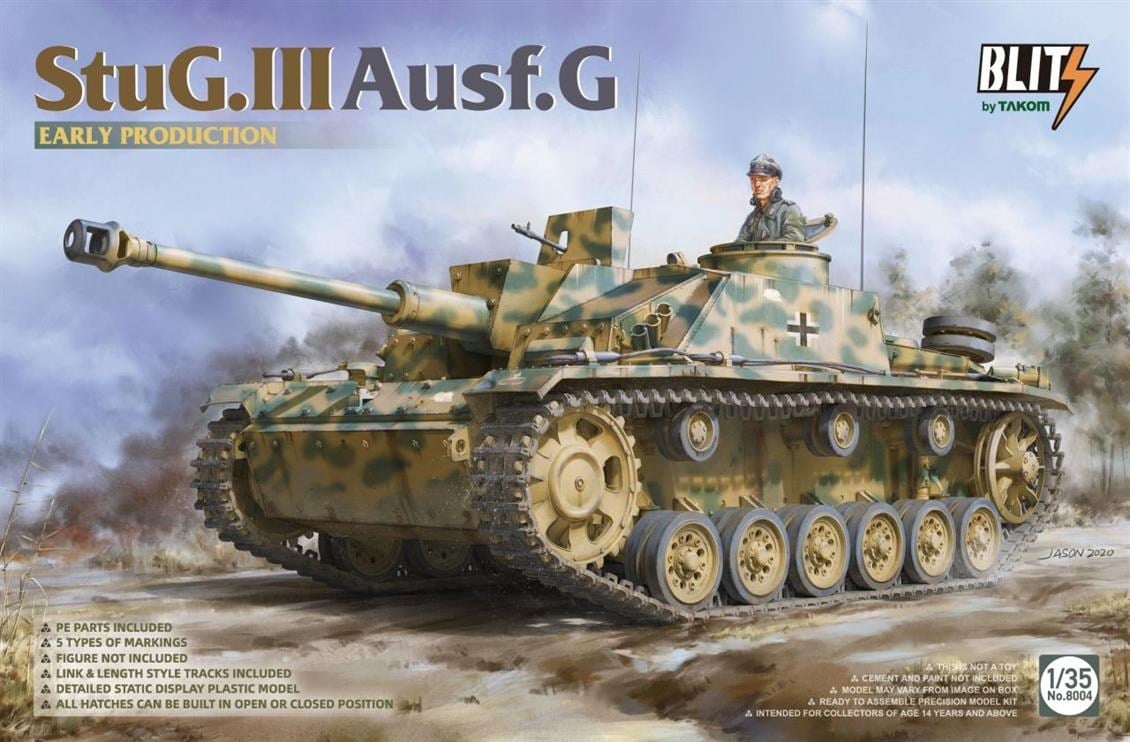Takom 8004 1/35 Ölçek, Alman Tank Avcısı Stug III (Versiyon G) İlk Dönem, Plastik Model kiti