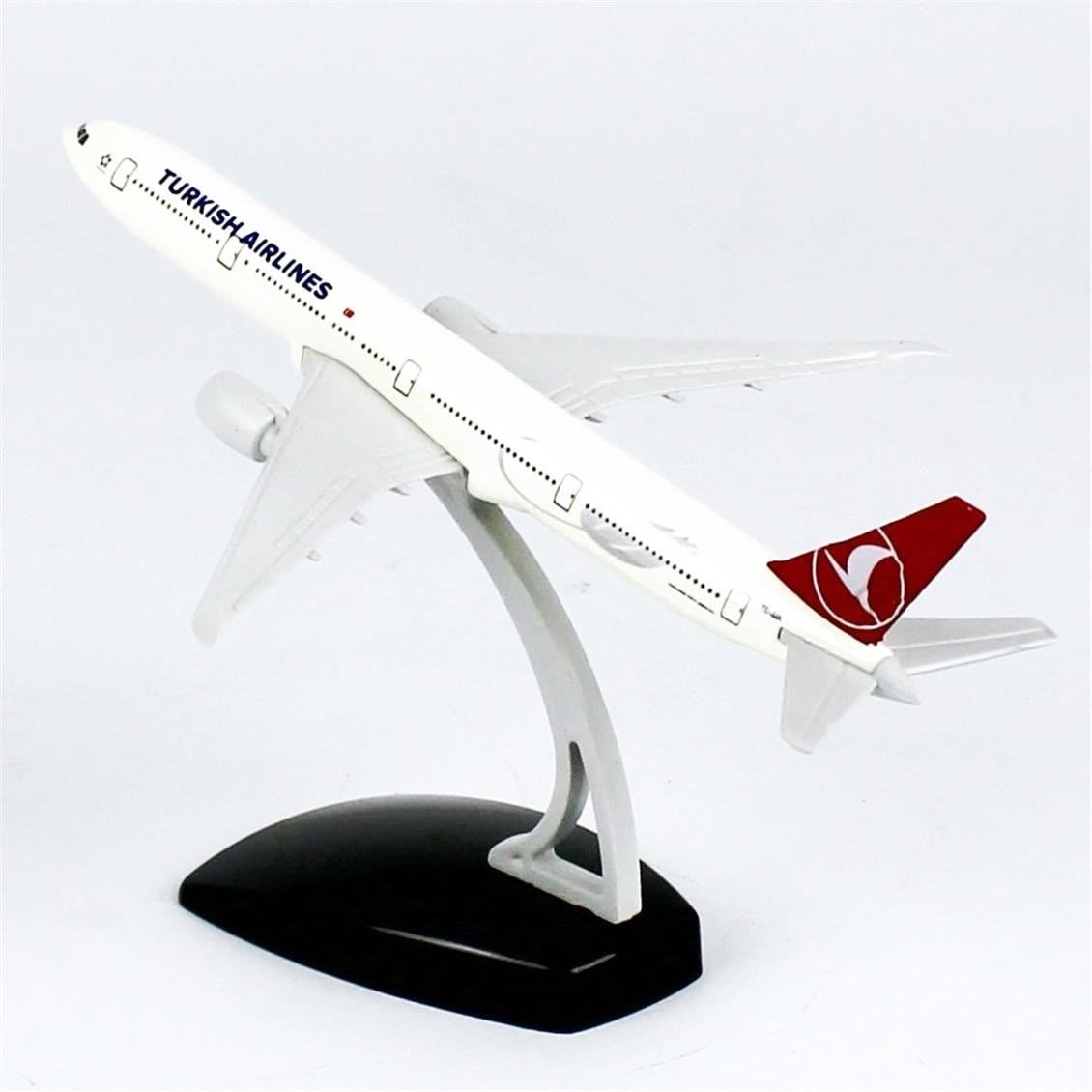 THY059 1/500 Ölçek, THY Lale Logolu Boeing B777-300 Yolcu Uçağı, Sergilemeye Hazır Standlı Model