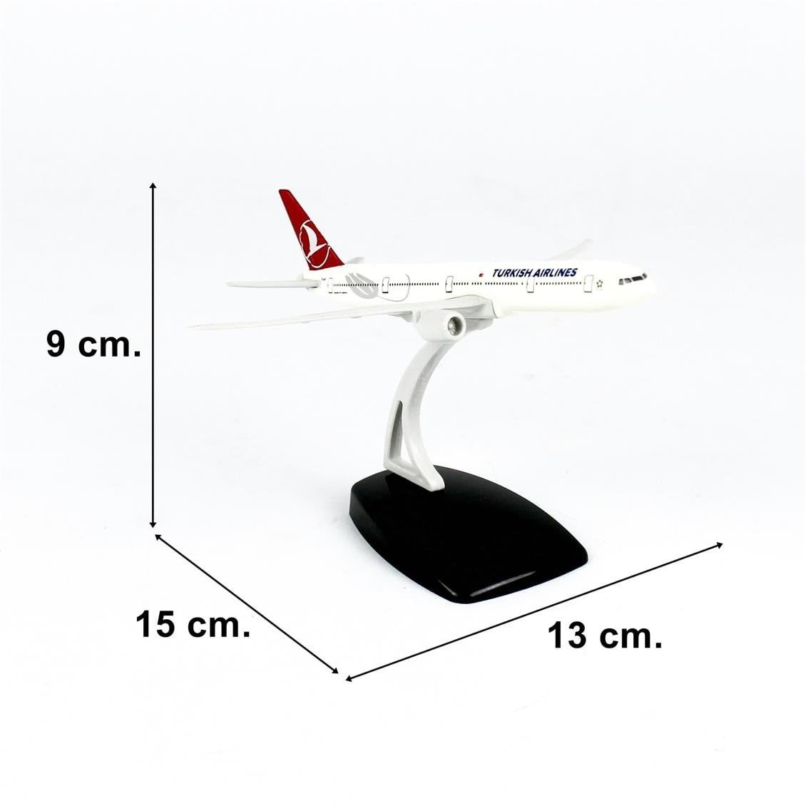 THY059 1/500 Ölçek, THY Lale Logolu Boeing B777-300 Yolcu Uçağı, Sergilemeye Hazır Standlı Model