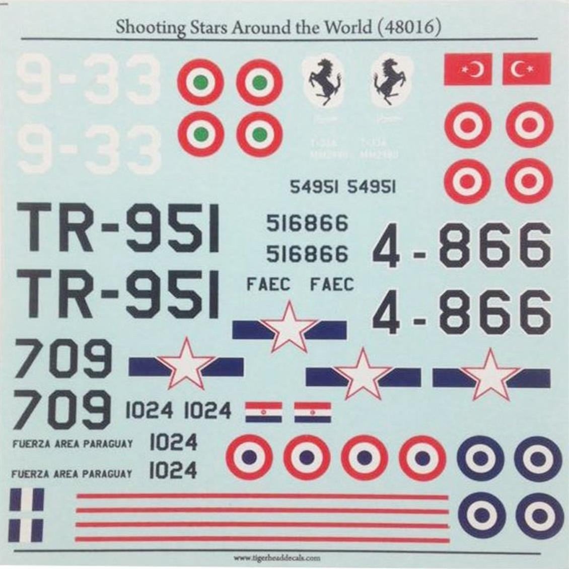 Tiger Head Decals 48016 1/48 Ölçek, Shooting Stars Around the World