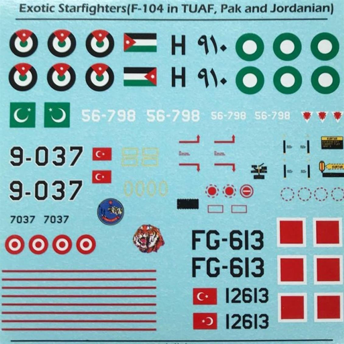 Tiger Head Decals 72025 1/72 Ölçek, Exotic Starfighters F-104 in TUAF, Pak