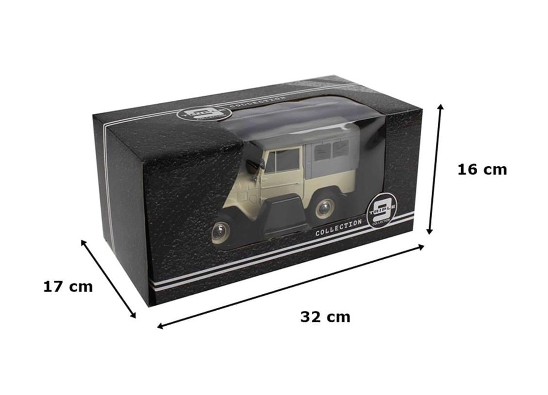 Triple9 Collection 1800152 1/18 Ölçek, 1967 Toyota Landcruiser FJ40, Bej, Sergilemeye Hazır Metal Cip Modeli
