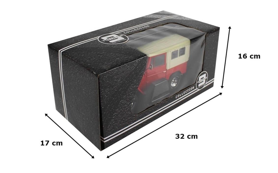 Triple9 Collection 1800153 1/18 Ölçek, 1967 Toyota Landcruiser FJ40, Kırmızı, Sergilemeye Hazır Metal Cip Modeli