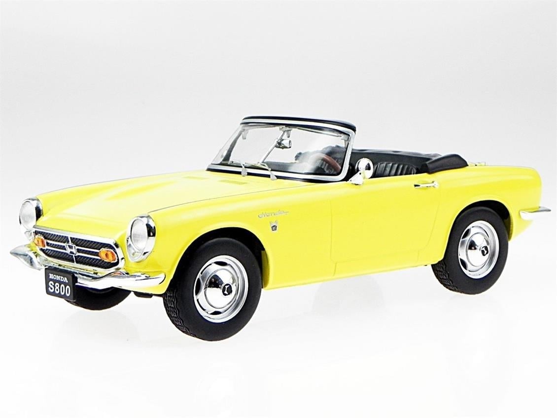 Triple9 Collection 1800191 1/18 Ölçek, 1966 Honda S 800, Sarı, Sergilemeye Hazır Metal Araba Modeli