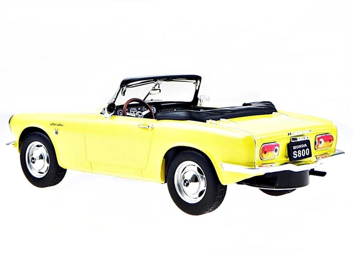 Triple9 Collection 1800191 1/18 Ölçek, 1966 Honda S 800, Sarı, Sergilemeye Hazır Metal Araba Modeli