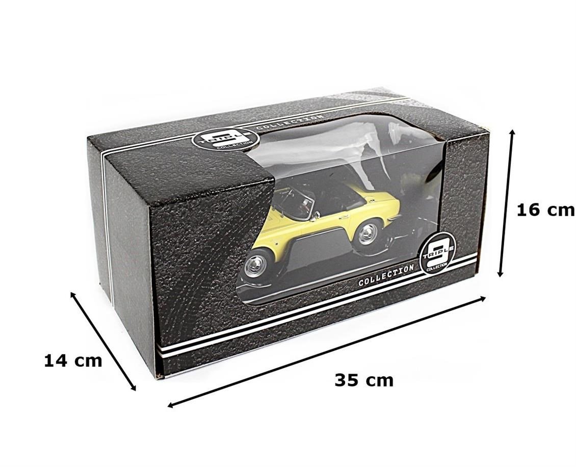 Triple9 Collection 1800191 1/18 Ölçek, 1966 Honda S 800, Sarı, Sergilemeye Hazır Metal Araba Modeli