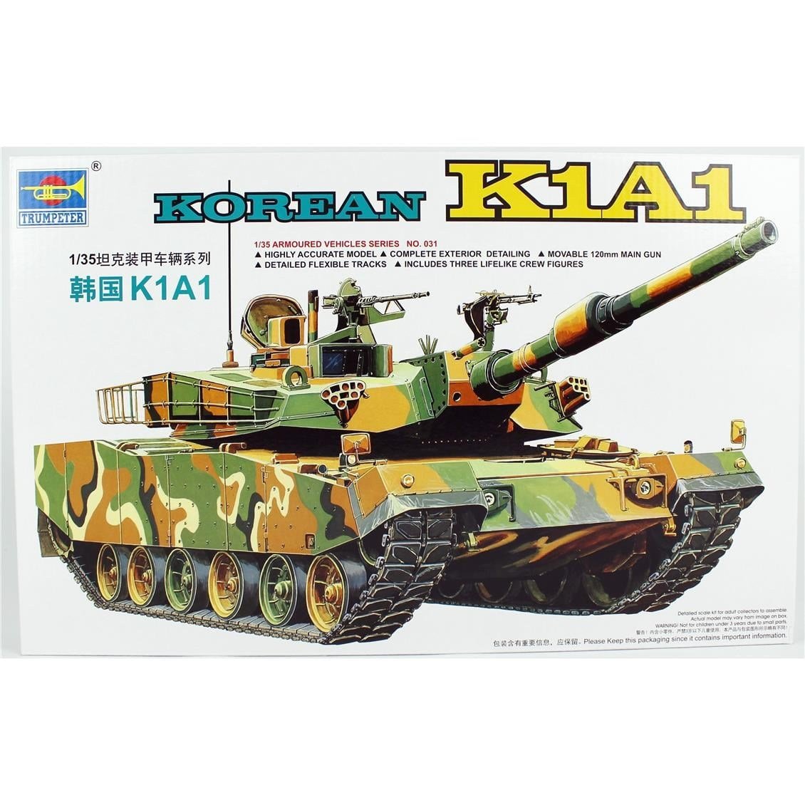 Trumpeter 00331 1/35 Ölçek, Korean K1A1 Tankı, Plastik Model Kiti