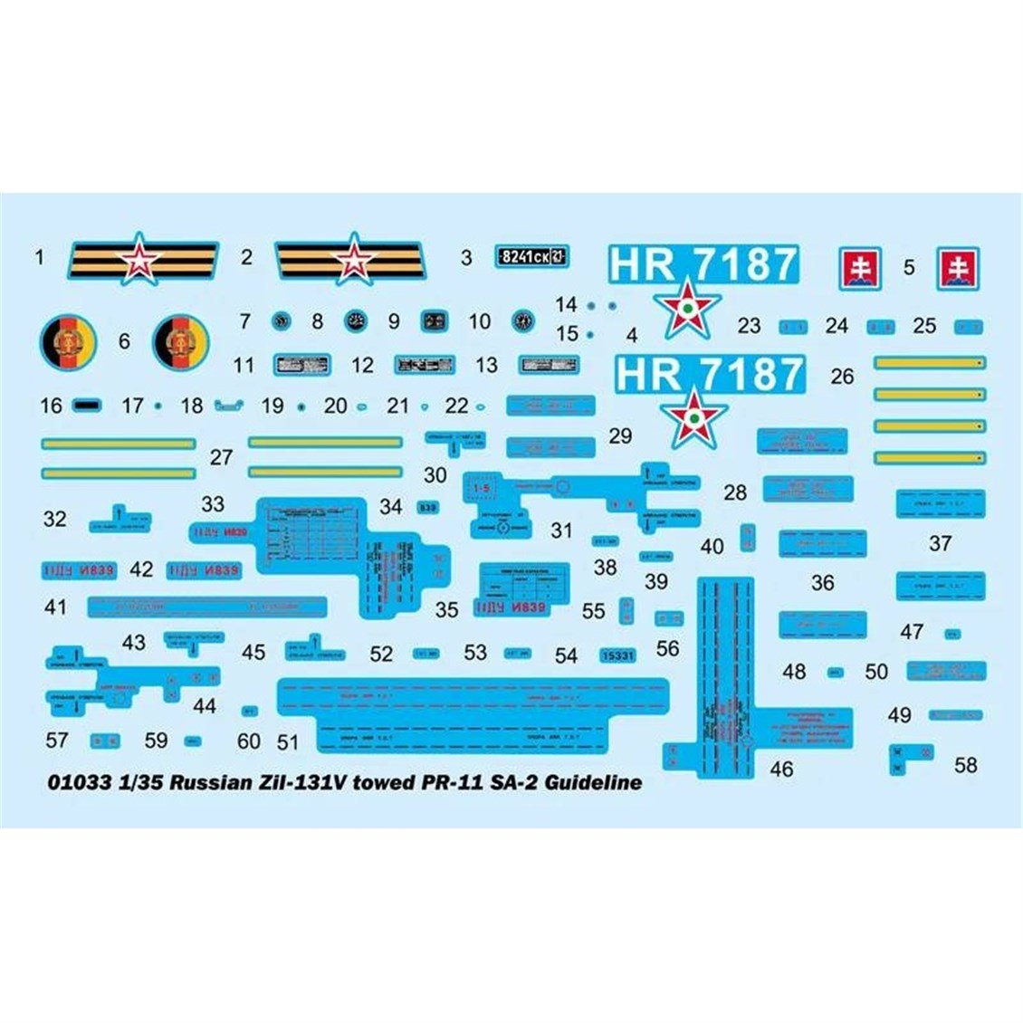 Trumpeter 01033 1/35 Ölçek, Russian Zil-131V towed PR-11 SA-2 Guideline, Çekici Kamyon+Römork+Füze Plastik Model Kiti