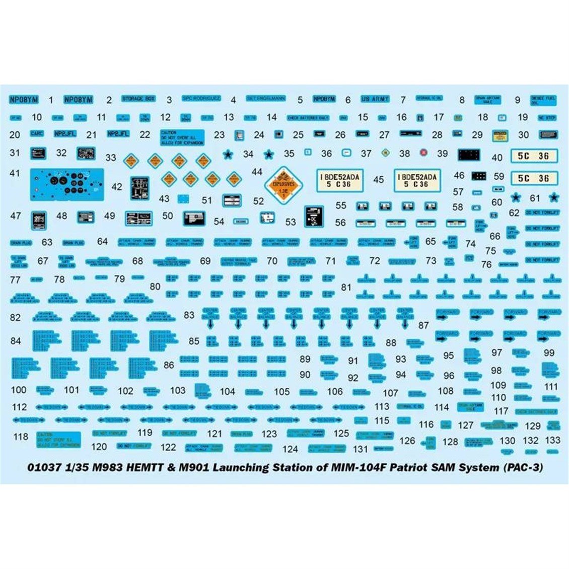 Trumpeter 01037 1/35 Ölçek, M983 HEMTT Çekici ve M901 Fırlatma Rampası ile  MIM-104F Patriot SAM Füze Sistemi, Plastik Model Ki