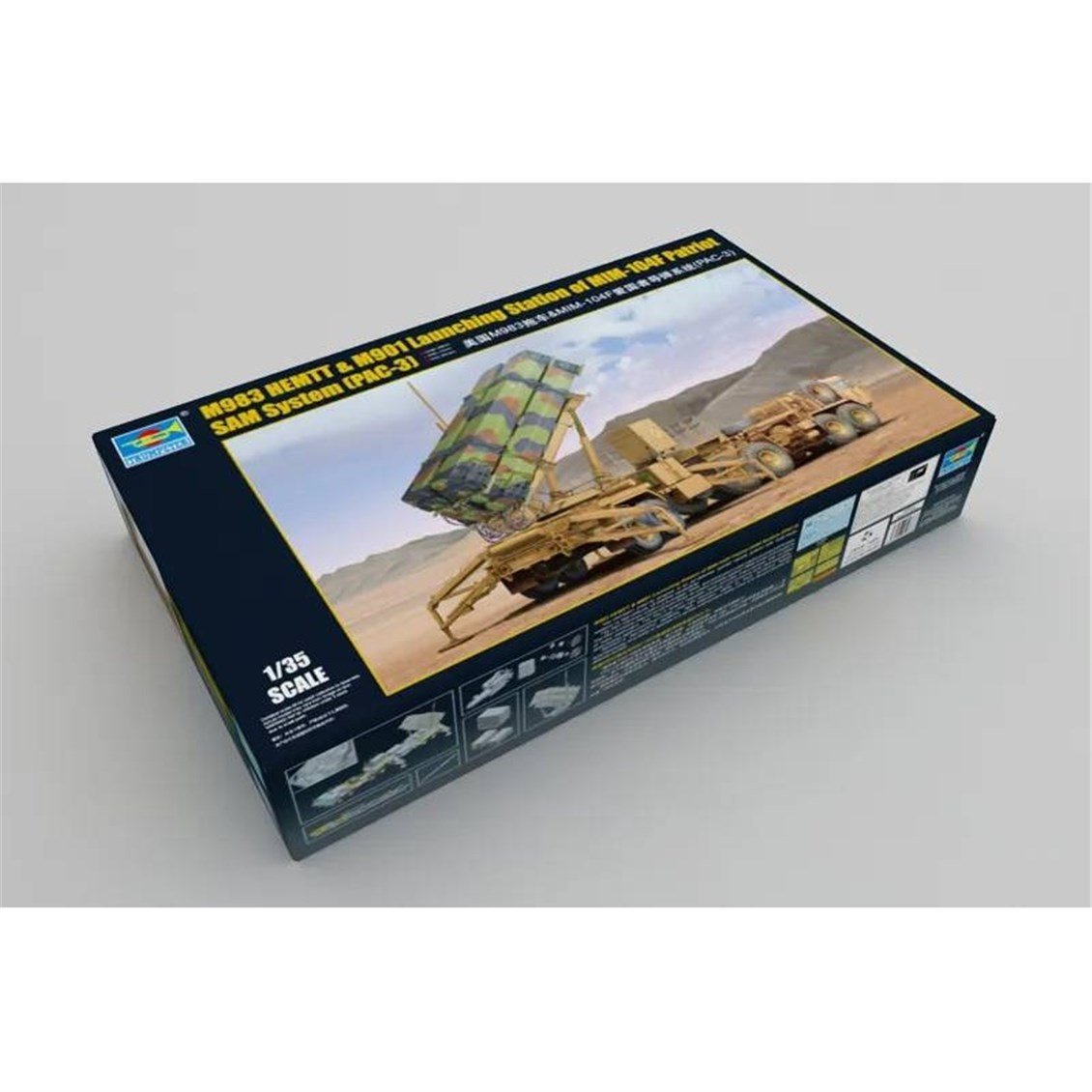 Trumpeter 01037 1/35 Ölçek, M983 HEMTT Çekici ve M901 Fırlatma Rampası ile  MIM-104F Patriot SAM Füze Sistemi, Plastik Model Ki