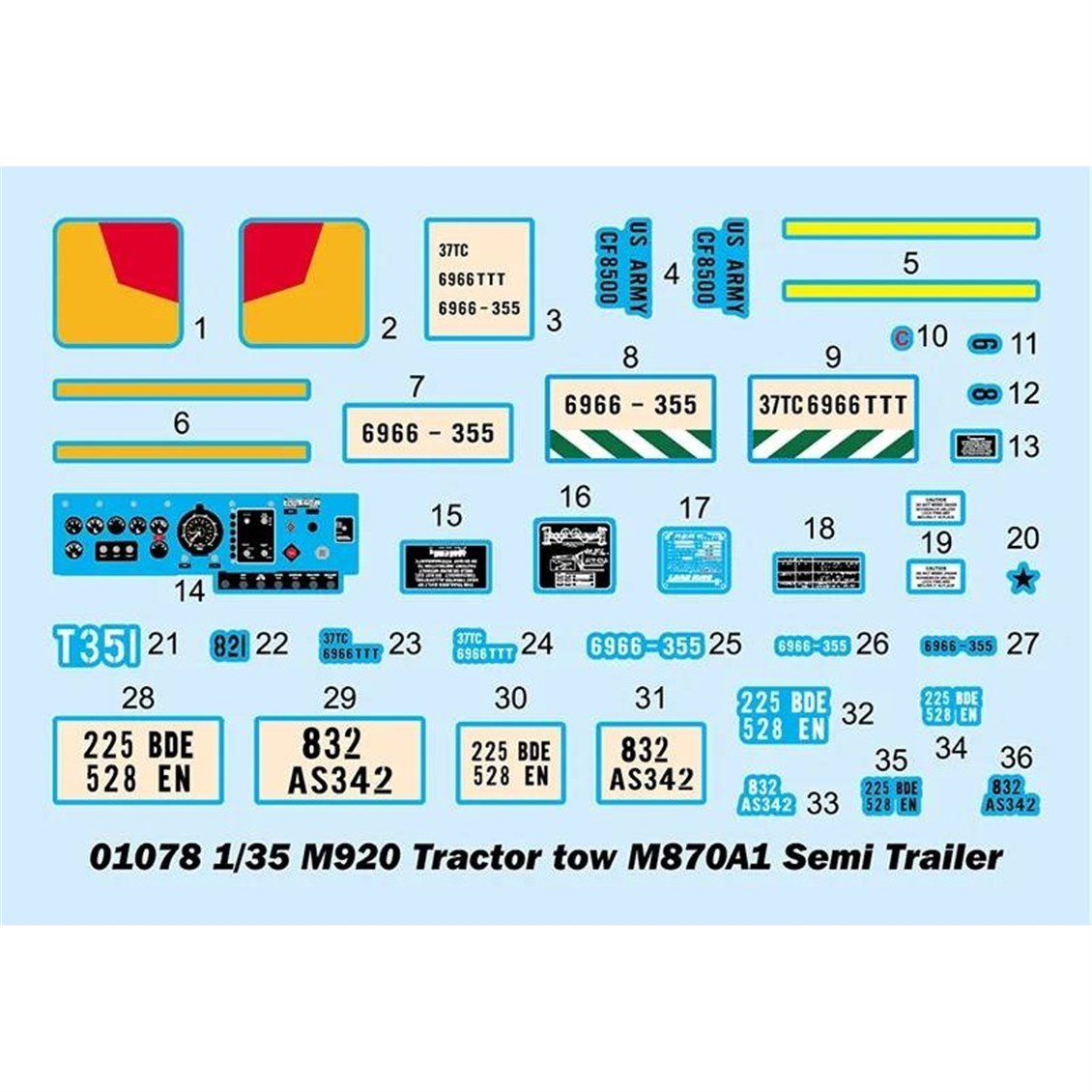 Trumpeter 01078 1/35 Ölçek, M920 Ağır Hizmet Çekici ve M870A1 Yarı Römorku, Plastik Model Kiti
