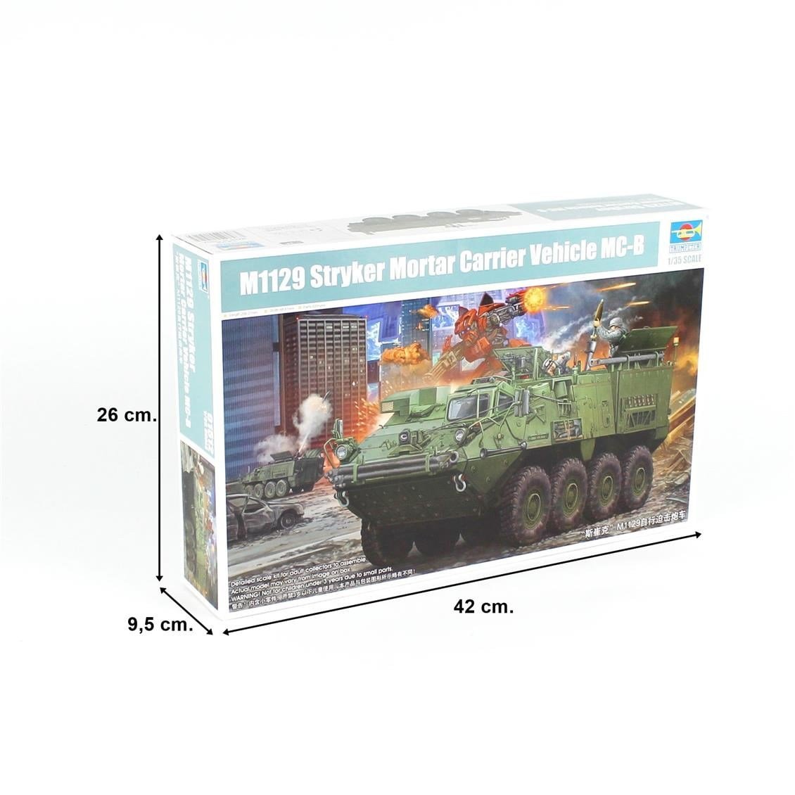 Trumpeter 01512 1/35 Ölçek, M1129 Stryker Havan Topu Taşıma Aracı ve 120 mm Havan Topu, Plastik Model Kiti