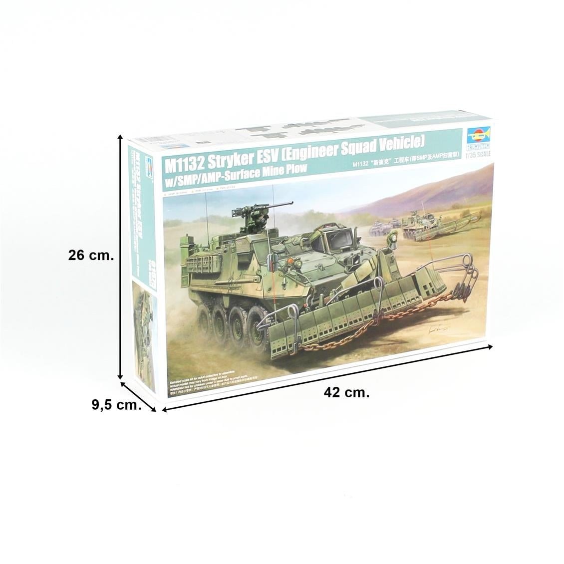 Trumpeter 01575 1/35 Ölçek, M1132 Stryker Mühendis Ekibi Aracı ve SMP-Mayın Pulluğu, Plastik Model Kiti