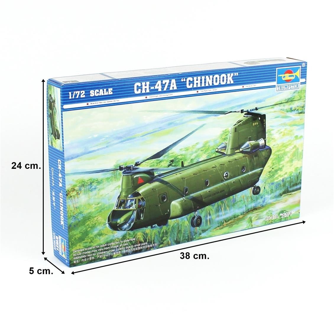 Trumpeter 01621 1/72 Ölçek, CH-47A Chinook Orta Sınıf HeliKopter, Plastik Model Kiti