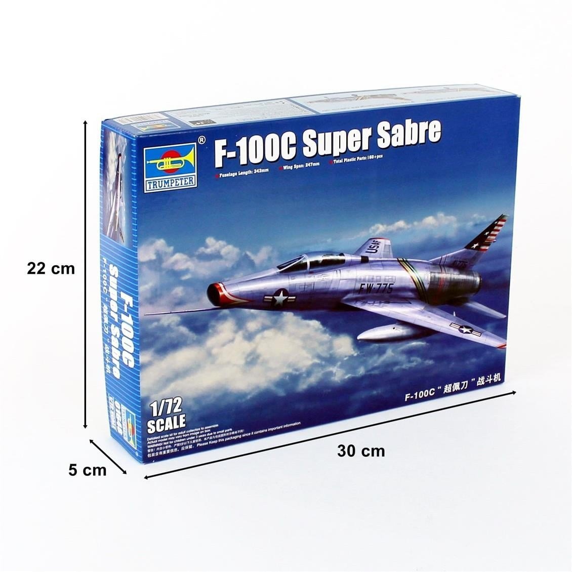 Trumpeter 01648 1/72 Ölçek, F-100C Super Sabre Savaş Uçağı Plastik Model Kiti