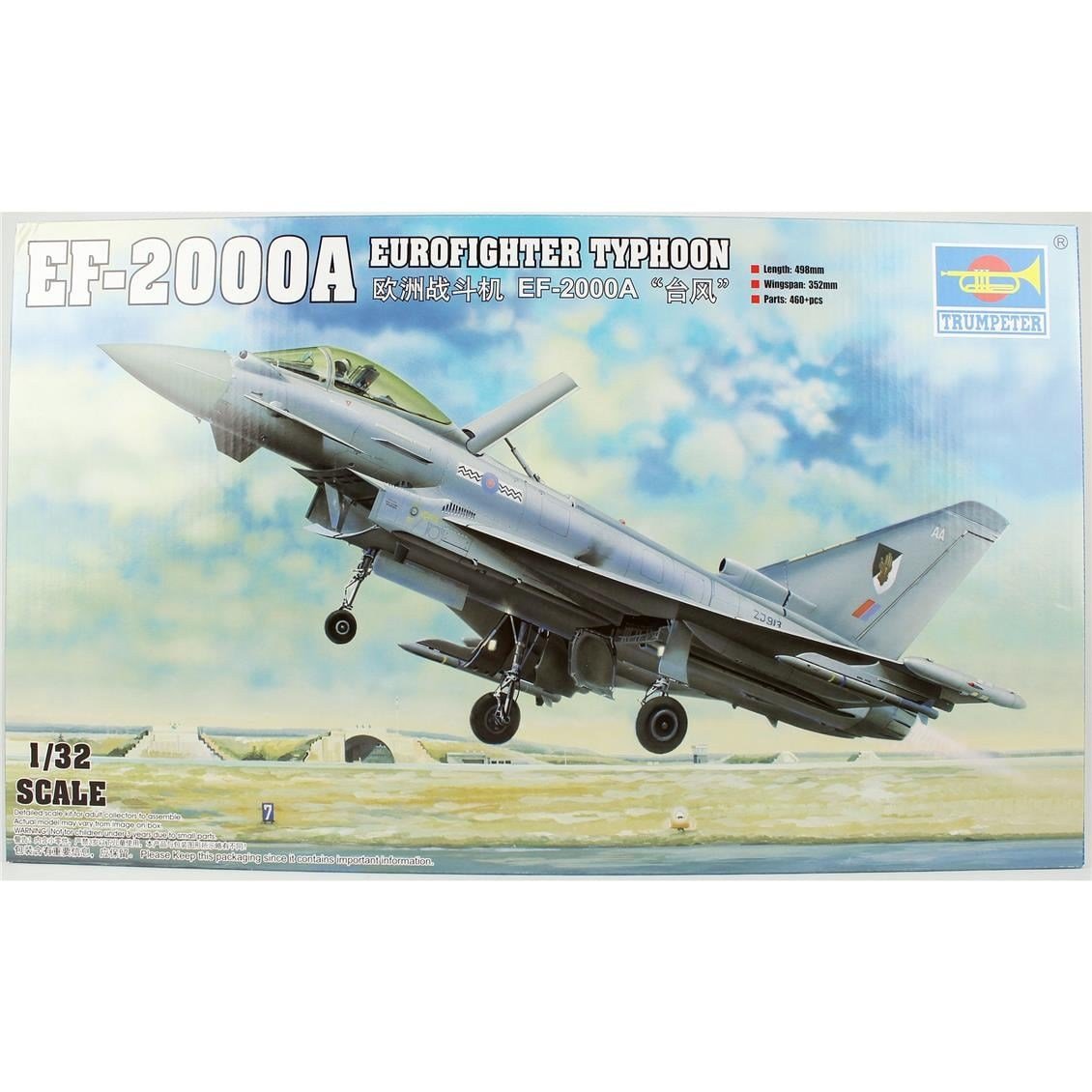 Trumpeter 02278 1/32 Ölçek, EF-2000A Eurofighter Typhoon, Savaş Uçağı, Plastik model Kiti