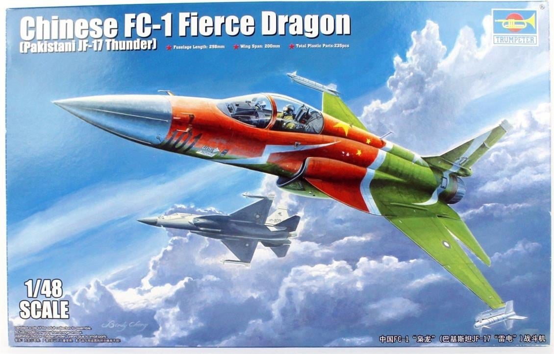 Trumpeter 02815 1/48 Ölçek, Chinese FC-1 Fierce Dragon Savaş Uçağı Plastik Model Kiti