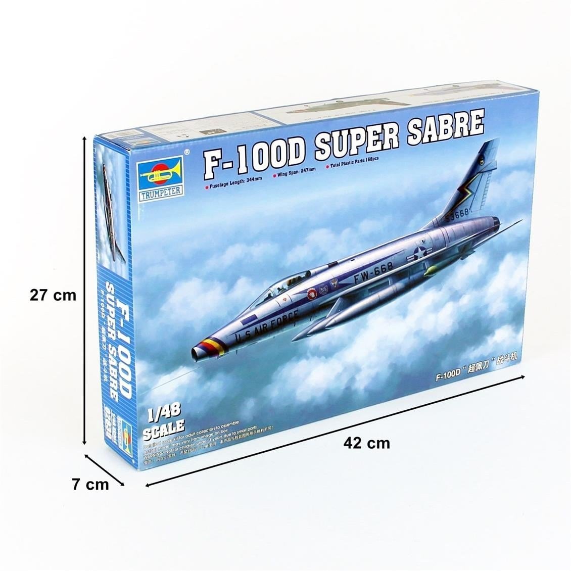Trumpeter 02839 1/48 Ölçek, F-100D Super Sabre Savaş Uçağı Plastik Model Kiti