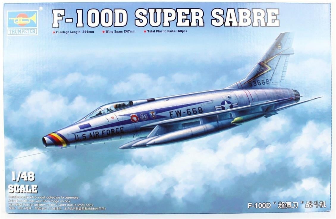 Trumpeter 02839 1/48 Ölçek, F-100D Super Sabre Savaş Uçağı Plastik Model Kiti