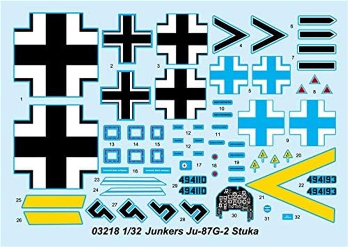 Trumpeter 03218 1/32 Ölçek, Junkers Ju-87G-2 Stuka Savaş Uçağı, Plastik Model Kiti