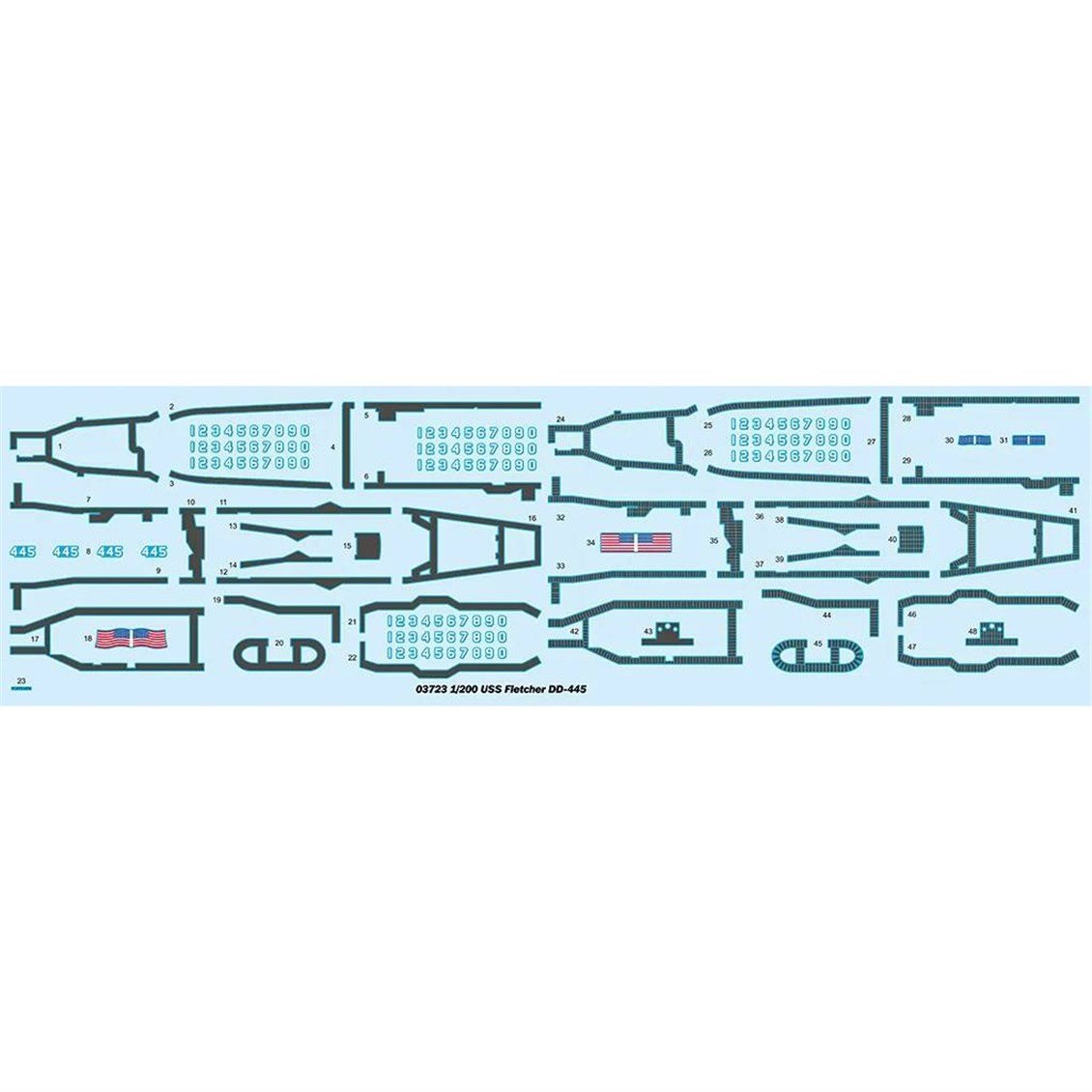 Trumpeter 03723 1/200 Ölçek, USS Fletcher DD-445, Destroyer Plastik Model Kiti