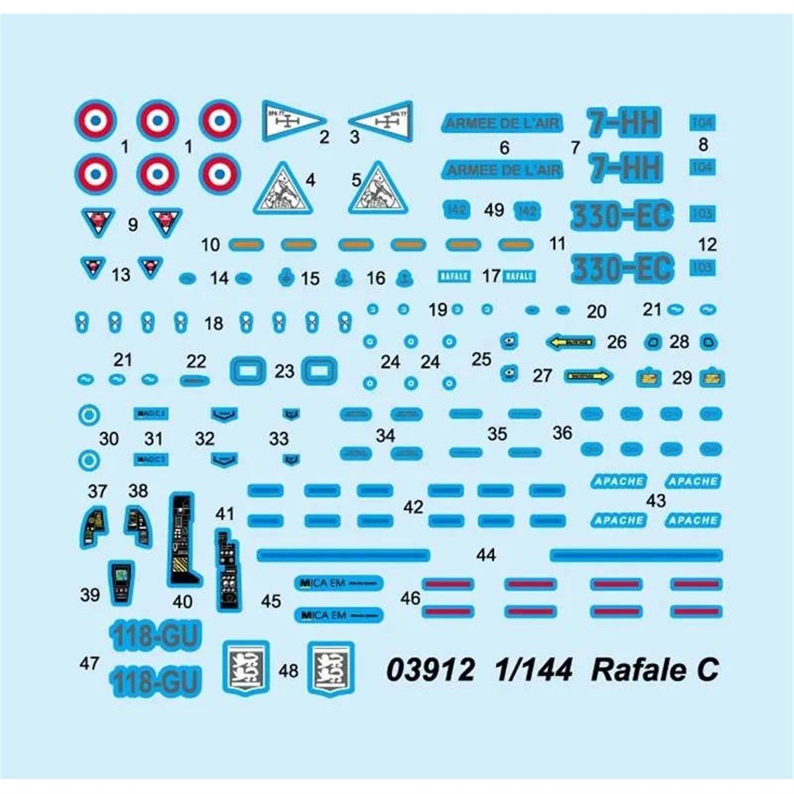 Trumpeter 03912 1/144 Ölçek, Rafale C, Çok Amaçlı Tek Kişilik Savaş Uçağı Plastik Model Kiti