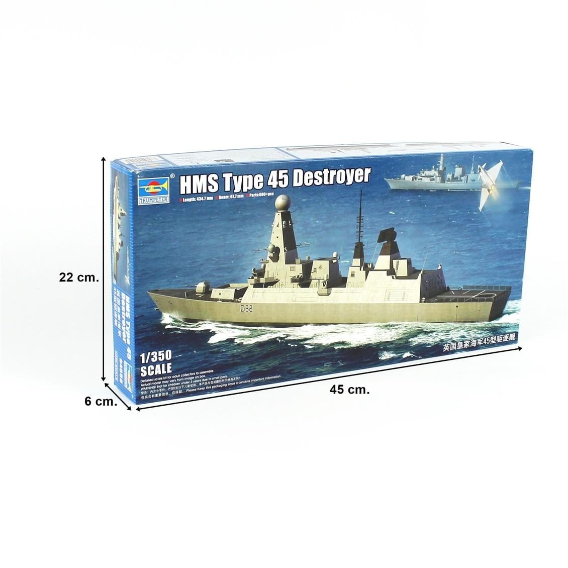 Trumpeter 04550 1/350 Ölçek, HMS Tip 45 Destroyer, Plastik Model Kiti