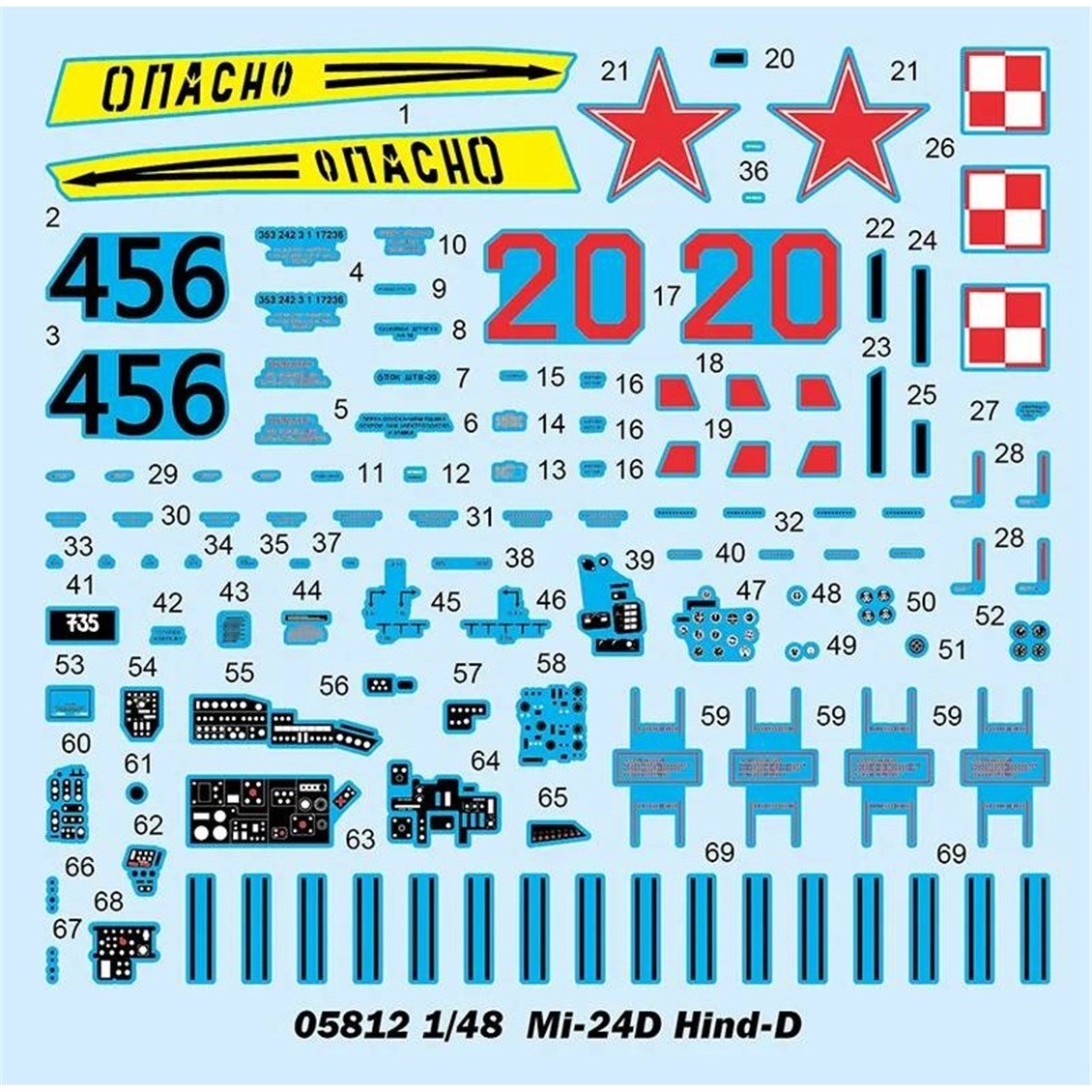 Trumpeter 05812 1/48 Ölçek, Mi-24D Hind-D, Askeri Helikopter Plastik Model Kiti