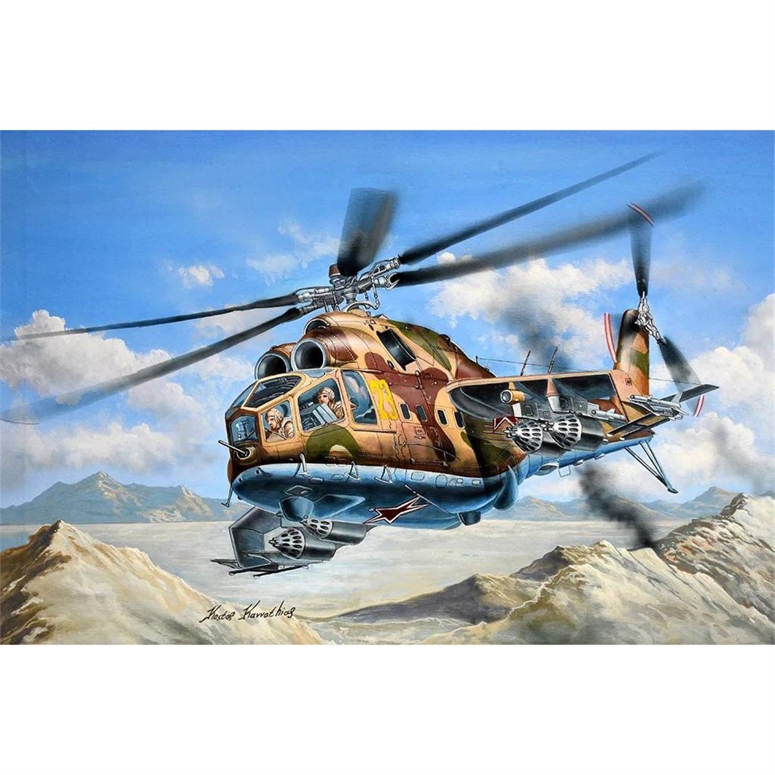 Trumpeter 05828 1/48 Ölçek, Mi-24A Hind-B, Askeri Helikopter Plastik Model Kiti