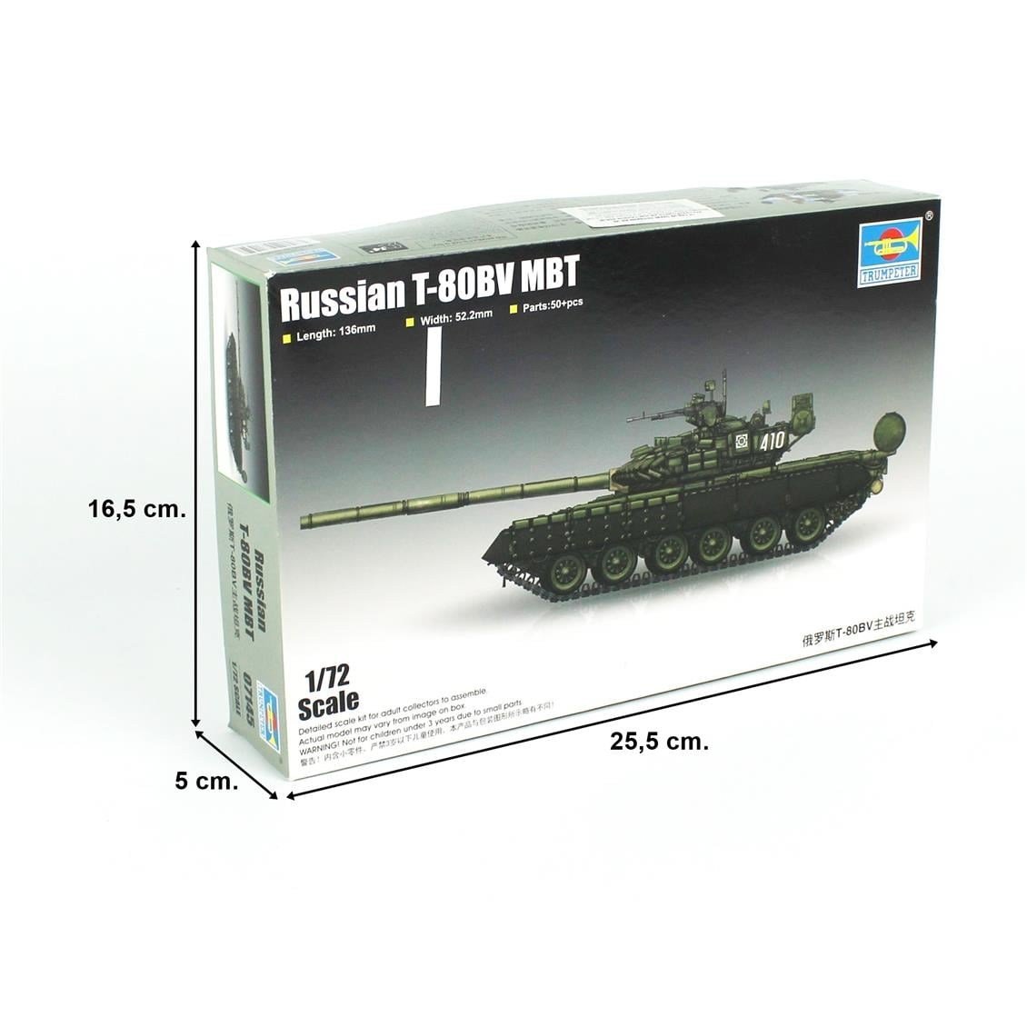 Trumpeter 07145 1/72 Ölçek, Rus T-80BV Ana Muharebe Tankı, Plastik Model Kiti