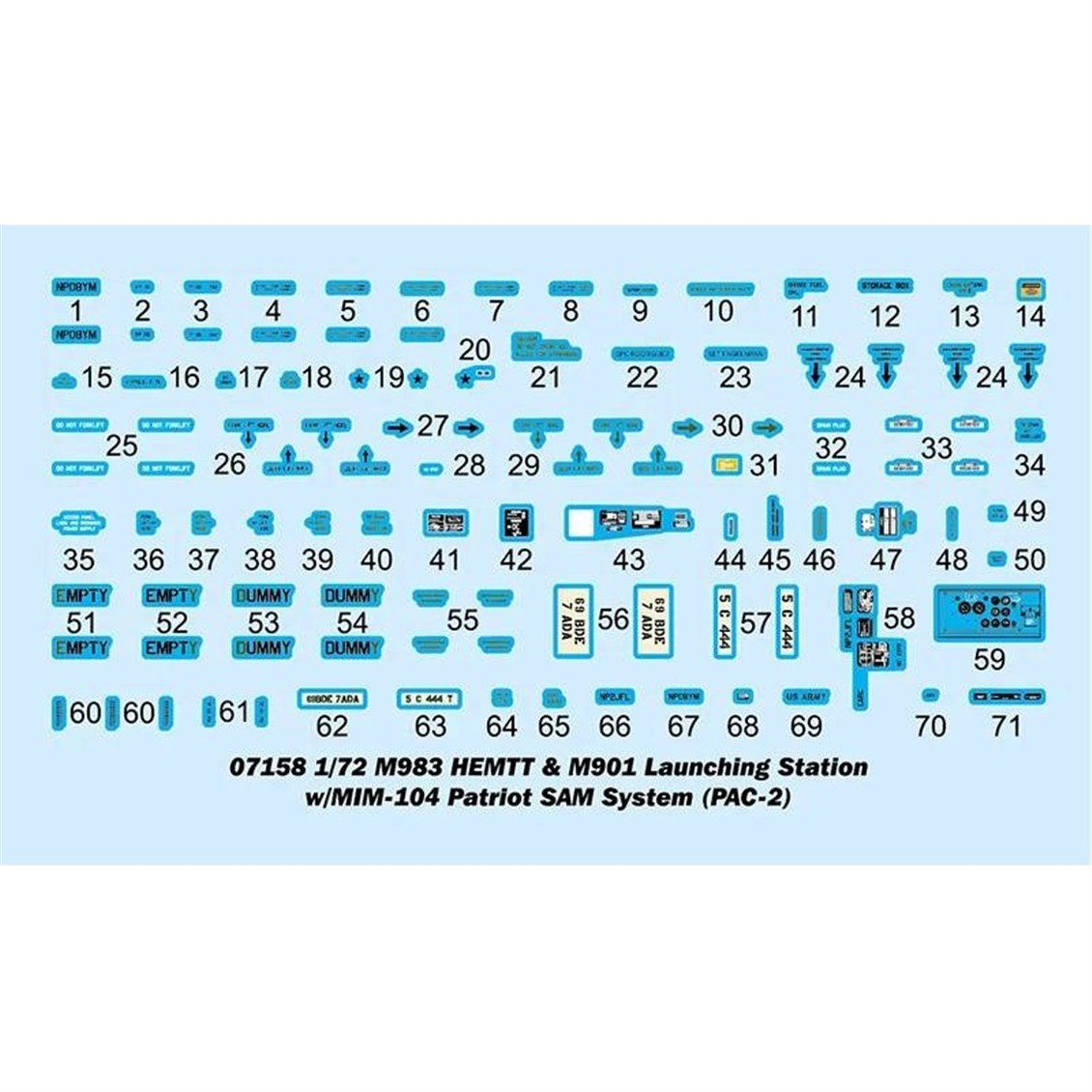 Trumpeter 07158 1/72 Ölçek, M983 HEMTT Çekici & M901 Füze Rampası ve MIM-104 Patriot SAM Füze Sistemi (PAC-2), Plastik Model Ki