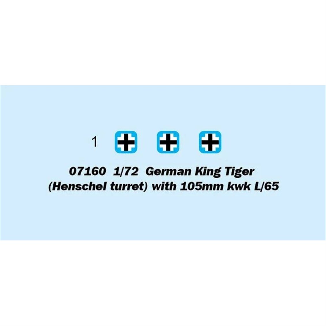 Trumpeter 07160 1/72 Ölçek, Alman King Tiger (Henschel turret) ve 105mm kwk L/65 Ana Muharebe Tankı, Plastik Model Kiti