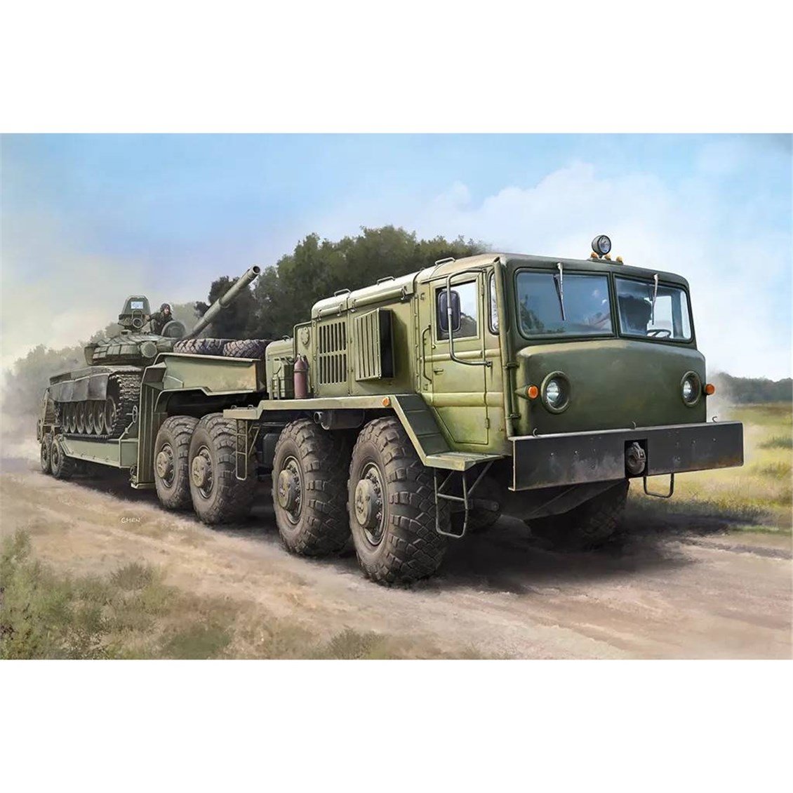 Trumpeter 07195 1/72 Ölçek, MAZ-537G Çekici (Geç Dönem) ve MAZ/ChMZAP-5247G Yarı Römork, Plastik Model Kiti