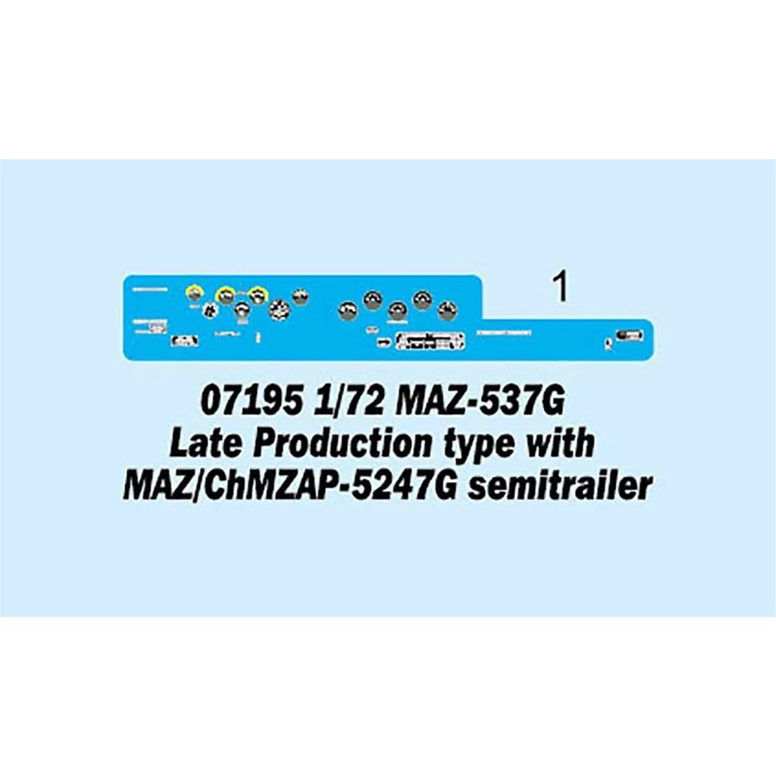 Trumpeter 07195 1/72 Ölçek, MAZ-537G Çekici (Geç Dönem) ve MAZ/ChMZAP-5247G Yarı Römork, Plastik Model Kiti