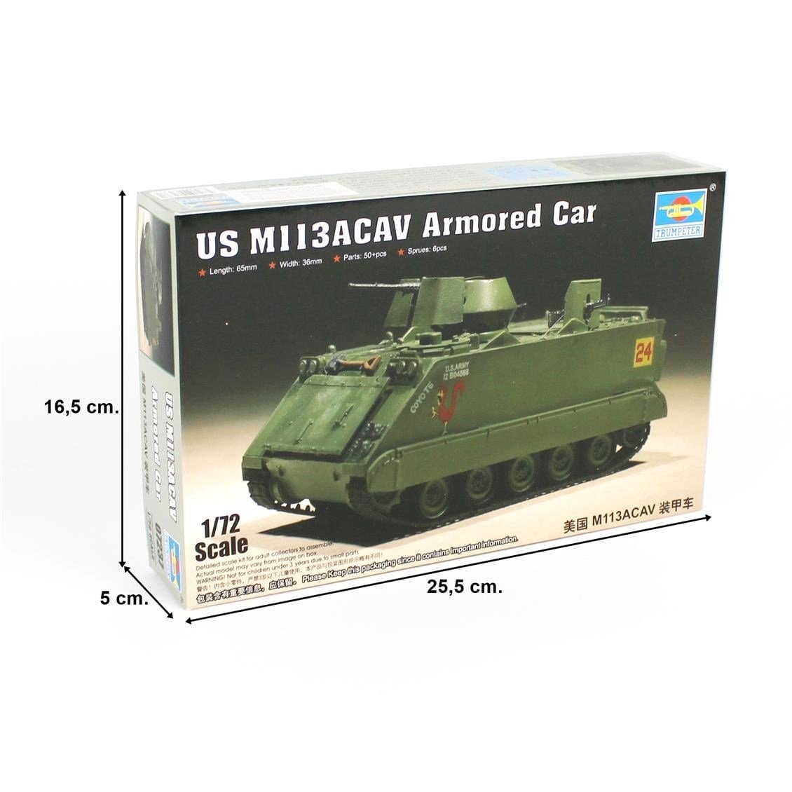 Trumpeter 07237 1/72 Ölçek, M113ACAV Zırhlı Personel Taşıyıocı, Plastik Model Kiti
