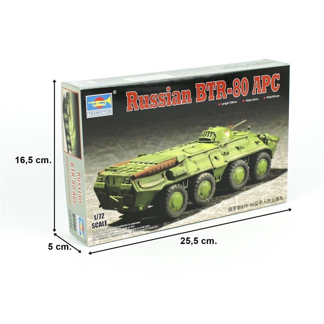 Trumpeter 07267 1/72 Ölçek, Rus BTR-80  APC Zırhlı Personel Taşıyıcı, Plastik Model Kiti