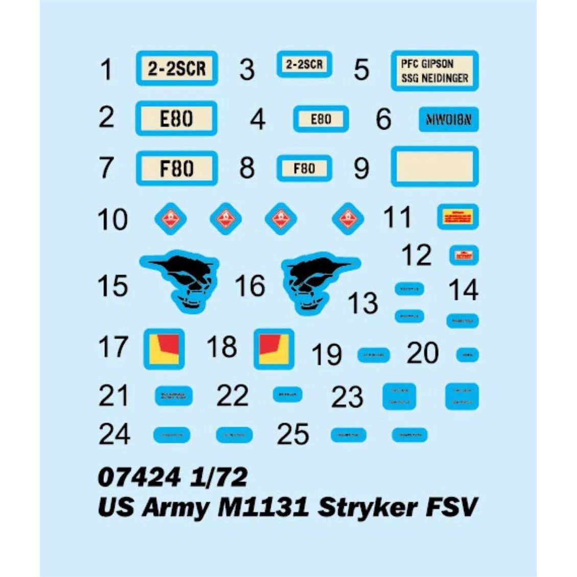 Trumpeter 07424 1/72 Ölçek, US Army M1131 Stryker FSV, Ateş Destek Aracı Plastik Model Kiti
