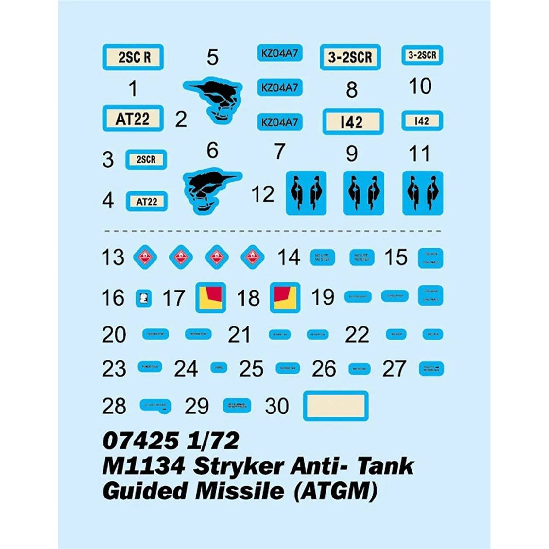 Trumpeter 07425 1/72 Ölçek, M1134 Stryker Tank Savar Güdümlü Füzeli (ATGM) Zırhlı Araç, Plastik Model Kiti